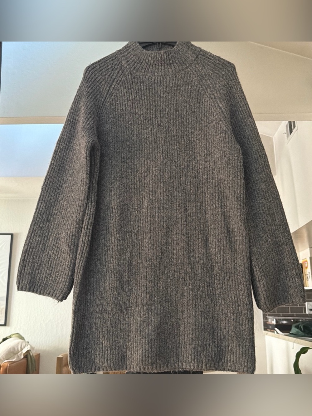 H&M Gray Ribbed Mock-Neck Women's Sweater dress. BNWT! Size M.